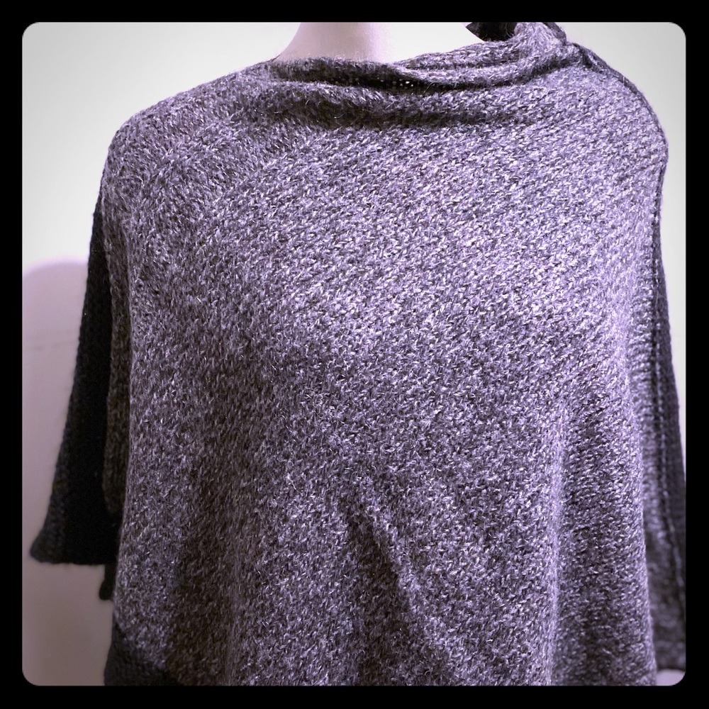 French Connection black and grey poncho sweater